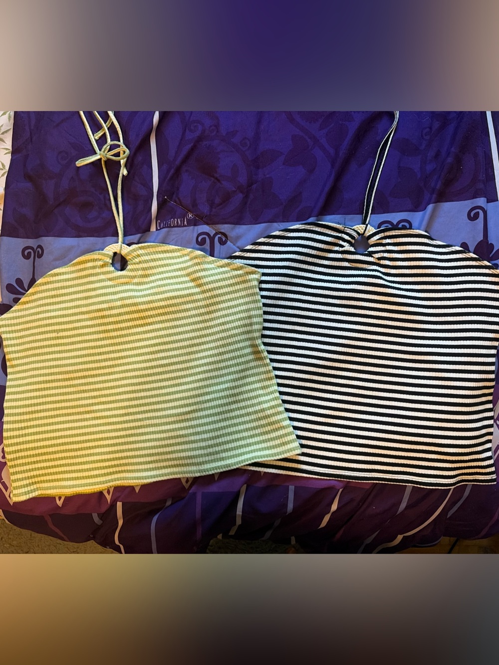 Striped Halter Crop Tops
